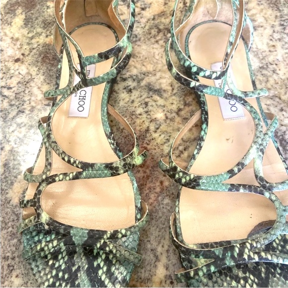 JIMMY CHOO Python strappy sandals size 39.5 9 9.5 - Picture 12 of 13